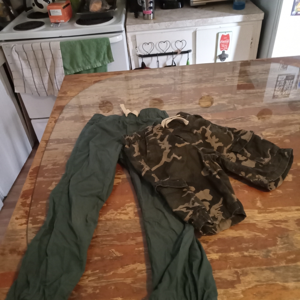 Wind pants and army camo boys shorts